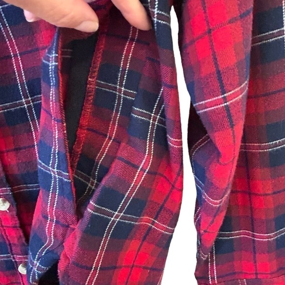 Red Navy JACHS NY Medium Flannel Long Sleeve Plaid Flurry Season - Picture 3 of 8